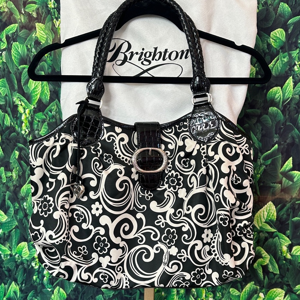 Brighton Black and White Swirl Shoulder Bag with DustBag, Brand New! - Picture 4 of 12